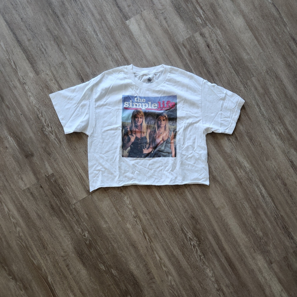 White Graphic Crop Top
